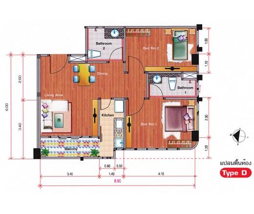 ให้เช่า คอนโดเอวาคัส 2น2น ห้องมุม  12