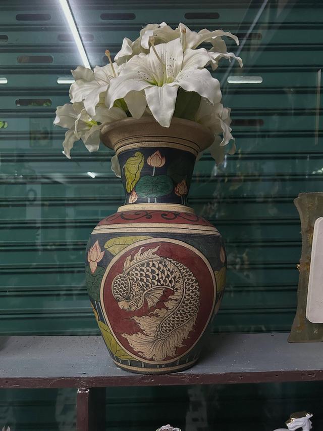 แจกันดินเผาเขียนลายไทย 10