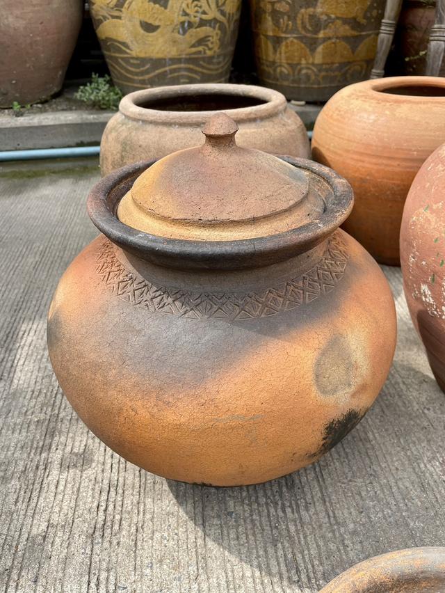 โอ่งดินแดงอยุธยา โอ่งแดงศิลปะอยุธยา โอ่งโบราณ ไซต์กลาง ขนาด40ซม