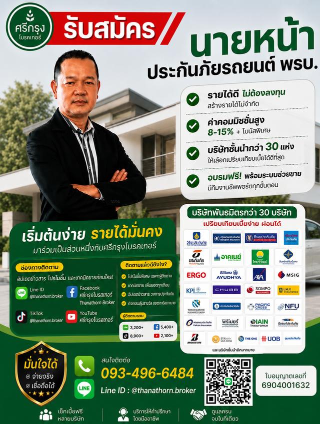 ต่อ พ.ร.บ.และประกันถัยรถยนต์ มอเตอร์ไซค์ ออนไลน์