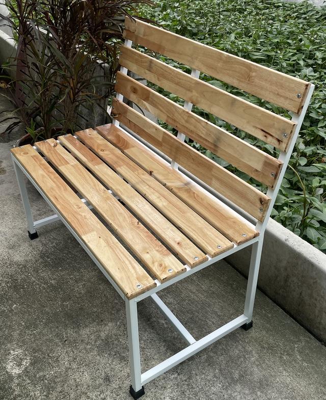 IDgotza1904 โต๊ะไม้จริงขาเหล็กมีผนักพิงขนาด80×40×40cm