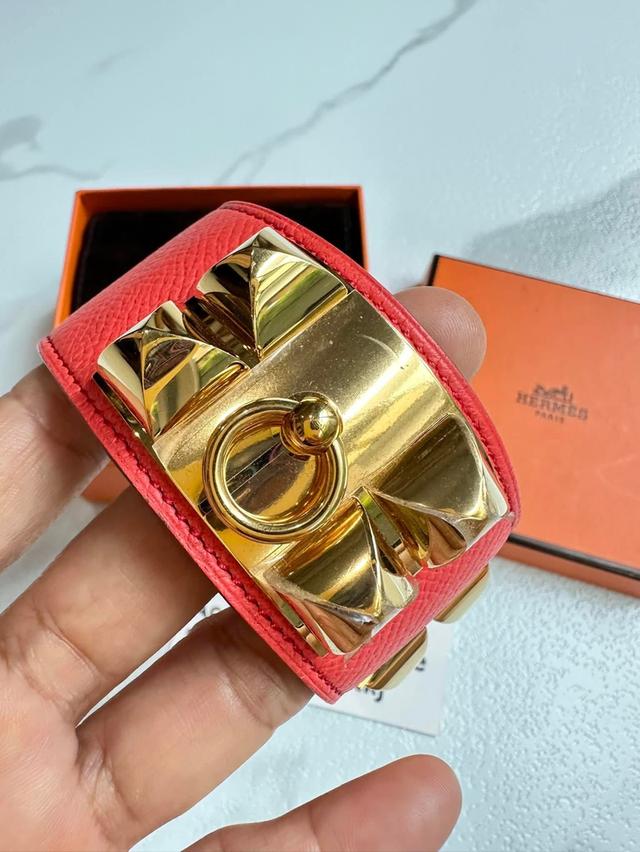 Used Like New Hermes CDC Bracelet Red Epsom Leather  12