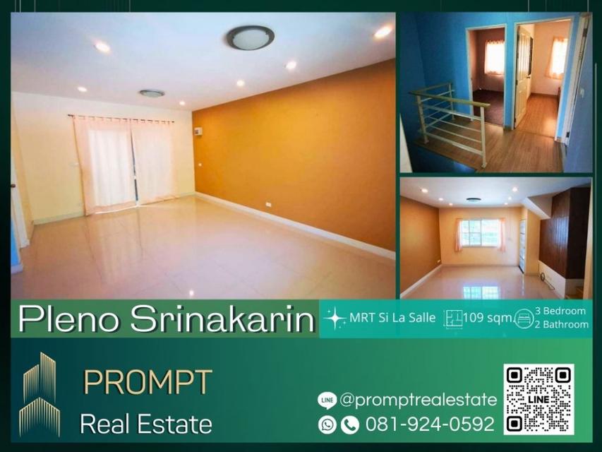 OP01547 - Pleno Srinakarin - 109 sqm - MRT Si La Salle- Sikarin Hospital- Central Bangna- JAS URBAN Srinakarin- Thainaka 1