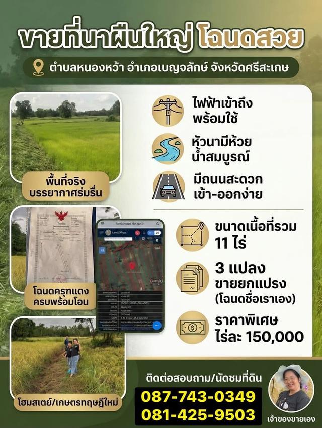 ที่นาโฉนด นส.4ครุฑแดง เจ้าของขายเอง ไร่ละ150,000 9