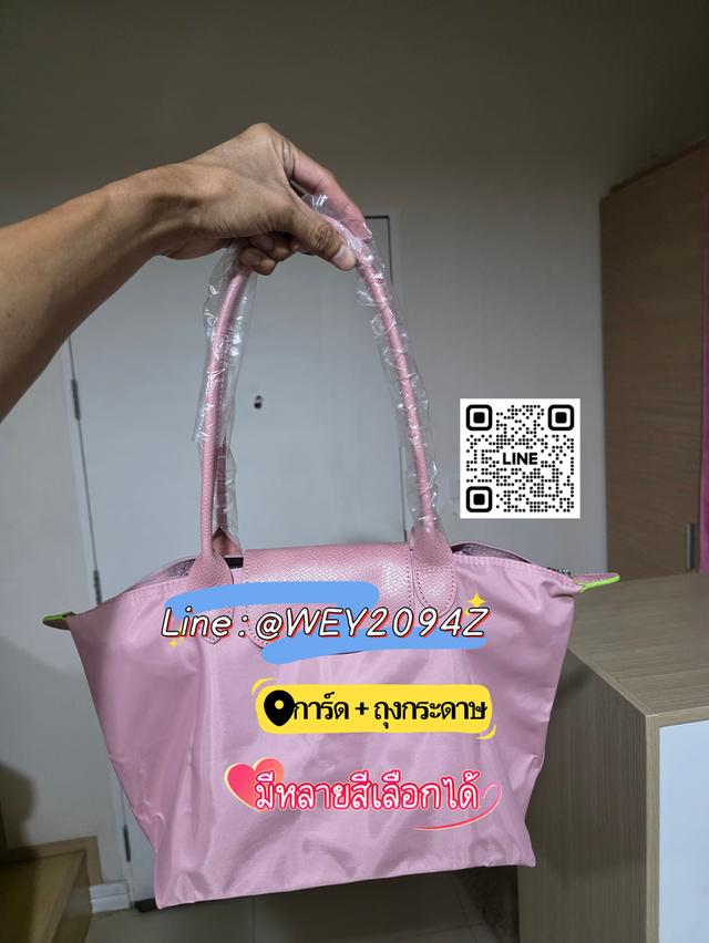 กระเป๋าถือ สะพายไหล่ สะพายข้าง สีชมพู Longchamp Le Pliage Green M Tote bag Petal Pink 18