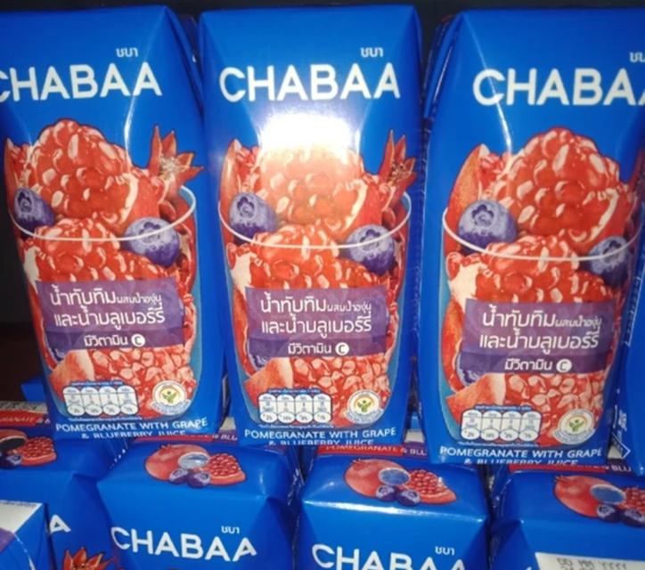 ขาย ยกลัง CHABAA น้ำทับทิมและน้ำบลูเบอร์รี่ผสมน้ำองุ่น 40% 180 มล. 2