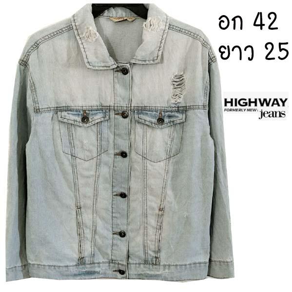 HIGHWAY สีซีด ฟอกสวยมาก แต่งขาดเท่ ๆ ไซส์หายาก ช ญ ใส่ได้ มีกระเป๋าอก+ข้าง พร้อมส่ง