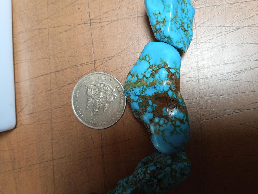 สร้อยหินเทอร์ควอยส์มือสองเม็ดเป้งๆหายากนะคะแบ่งปัน รูปที่ 3