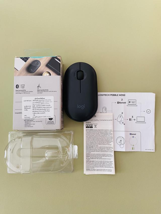 Logitech M350 เมาส์ไร้สาย เสียงคลิกเงียบ เชื่อมต่อด้วย Bluetooth หรือ USB