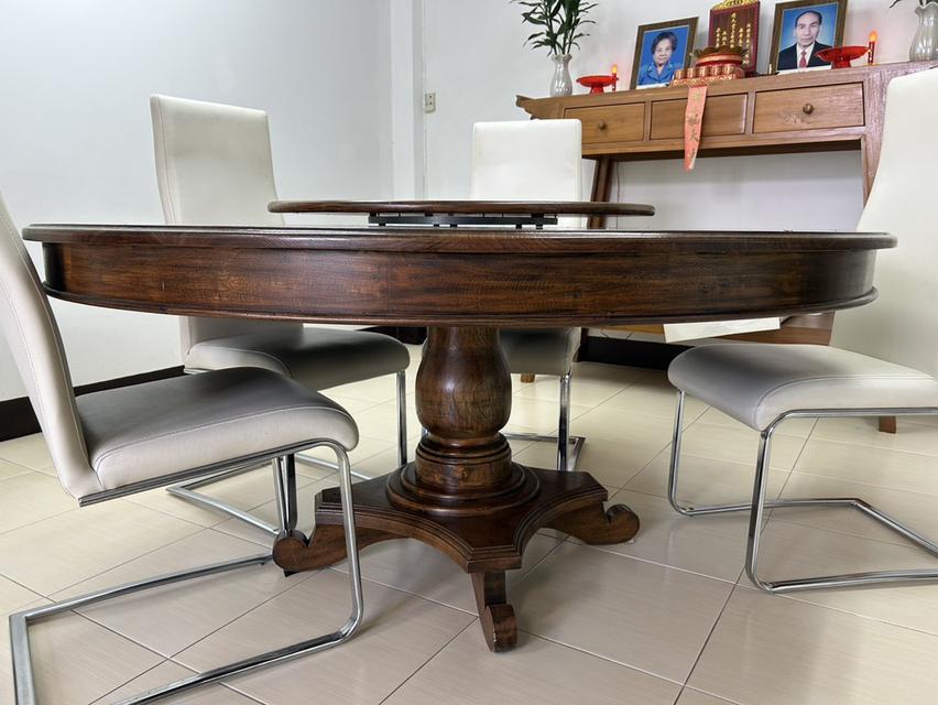 โต๊ะกลม โต๊ะไม้สักทอง โต๊ะกินข้าวกลม Dia 1.6M โต๊ะจีน พร้อมเก้าอี้