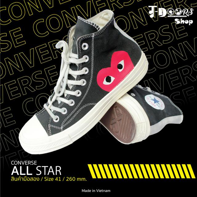CONVERSE ผ้าใบหุ้มข้อมือสอง สีดำ ลายแดง สภาพเหมือนใหม่ จัดส่งฟรี!!! เก็บปลายทาง