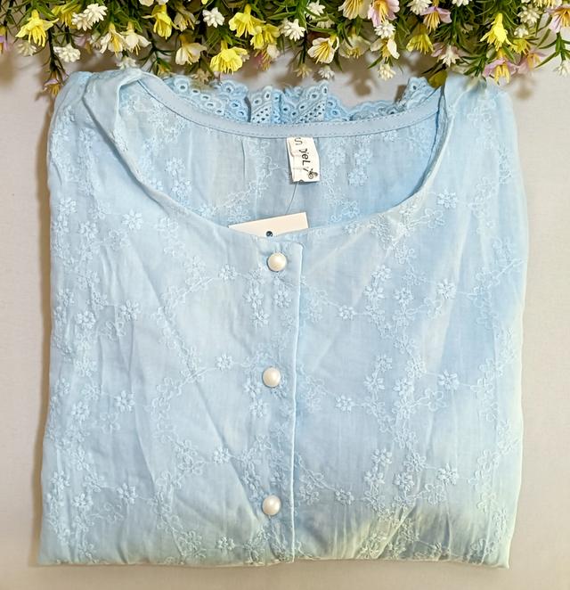 เสื้อแต่งลูกไม้สีฟ้า, size S