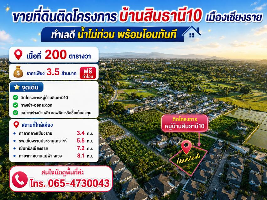ที่ดินเมืองเชียงราย ติดโครงการบ้านสินธานี10 1