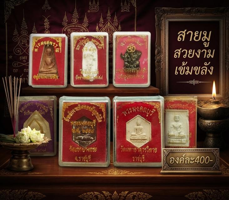 พระผงสุพรรณ พระสีวลี พระพิฆเณศจิ๋ว แปะฮุ้งซือจุง หลวงพ่อจ้อย พระมงคลบุรี พระพุทธชัยรังสี