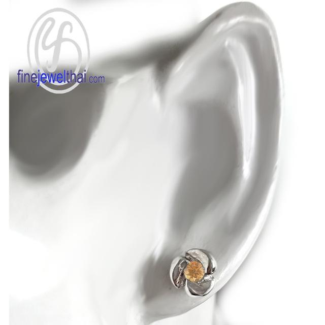 Finejewelthai ต่างหูซิทริน พลอยแท้ พร้อมใบรับรอง E1052ct