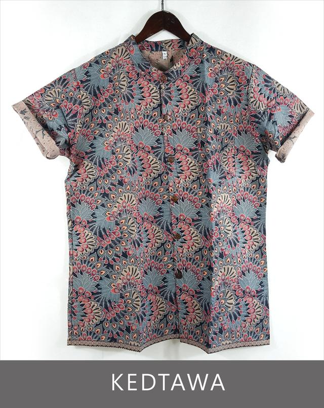 เสื้อแขนสั้นคอจีน ผ้าฝ้ายผ้าไทย 2