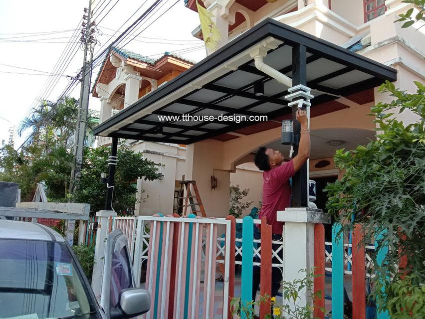 รับเหมา ต่อเติม โครงหลังคากันสาด ต่อเติมห้องครัว เทพื้นปูกระเบื้อง Line dddesign23 รูปที่ 5