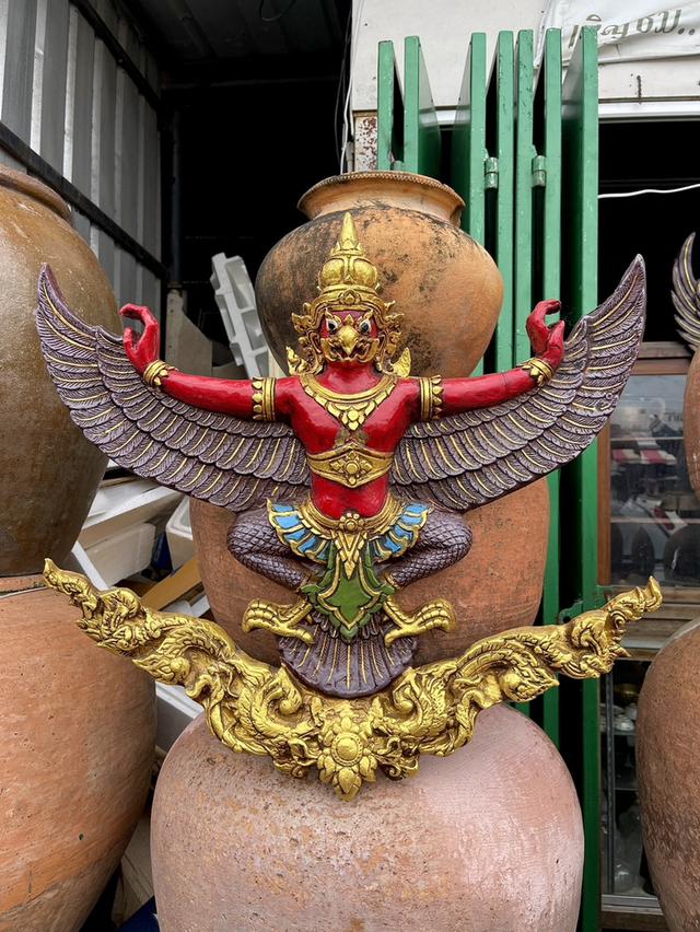 พญาครุฑ แขวนผนัง ขนาด65ซม พิมพ์หน้าดุ ลายกนก