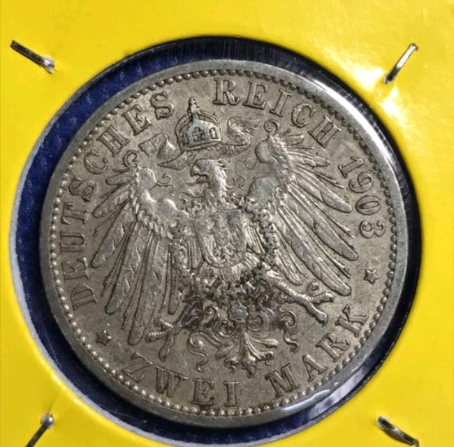 เหรียญเงินแท้ ปี 1903 เยอรมัน PRUSSIA 2 MARK 3