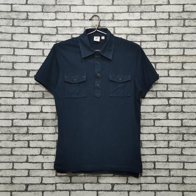 Uniqlo x Michael Bastian เสื้อโปโลสีน้ำเงินเข้ม กระเป๋าคู่หน้าอก