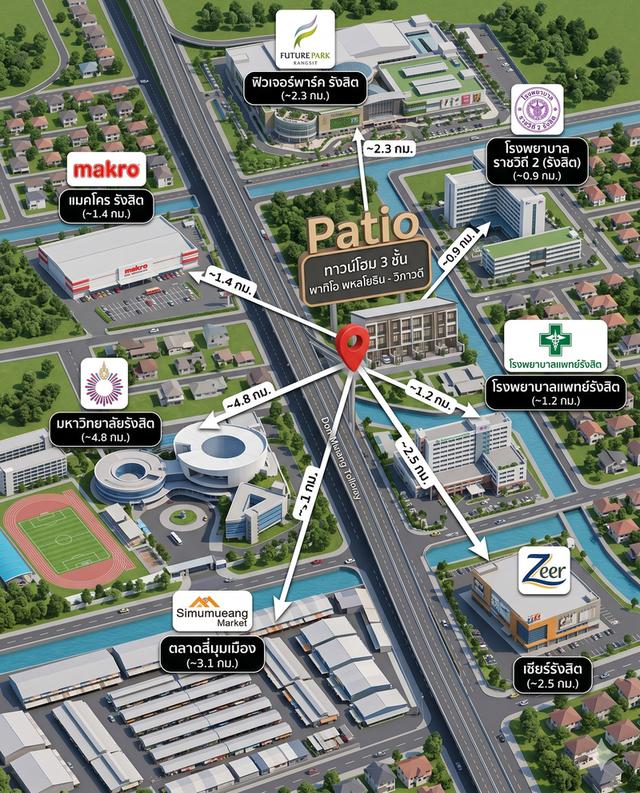 ทาวน์โฮม 3 ชั้น Patio พหลโยธิน - วิภาวดี 2