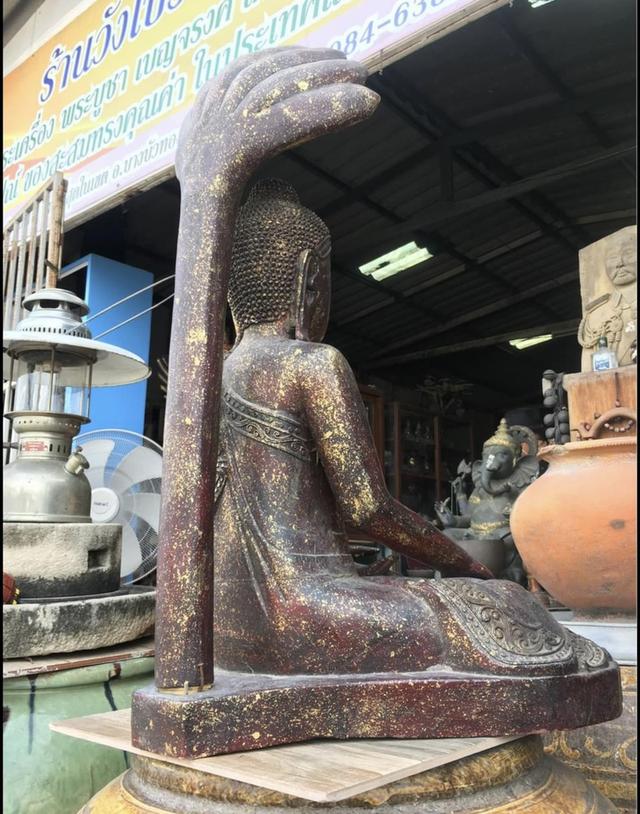 พระพุทธรูปไม้แกะสลัก พระไม้โบราณ มัณฑะเลย์ ปางนาคปรก หน้าตัก15นิ้ว