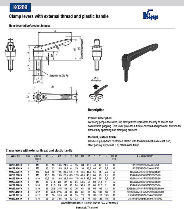 Clamp lever, ด้ามขันล๊อก, Clamp liftable handle, Tension lever, Clamping lever, Cam lever, Adjustable clamping handle 4
