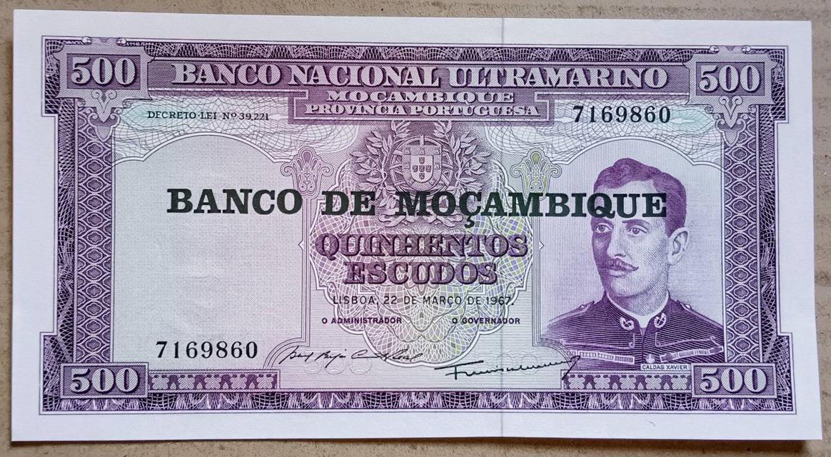 แบงก์สะสม โมแซมบิก Mozambique​ 500 Escudos(สมัยอาณานิคม Portugal) ปี 1953-1967​ แบงก์ขนาดใหญ่มาก​ ของแท้ ไม่ผ่านใช้ UNC