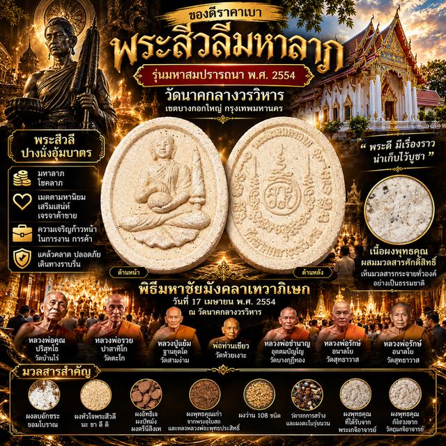 พระสีวลีมหาลาภ รุ่นมหาสมปรารถนา พ.ศ. 2554 วัดนาคกลางวรวิหาร พร้อมกล่องเดิม