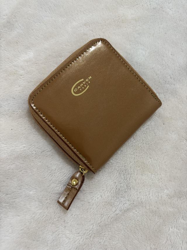 กระเป๋าใส่เหรียญ แบรนด์ CARVEN PARI สีน้ำตาลด้านนอกพร้อมซับในลายเสือดาว ขนาด9x9cm