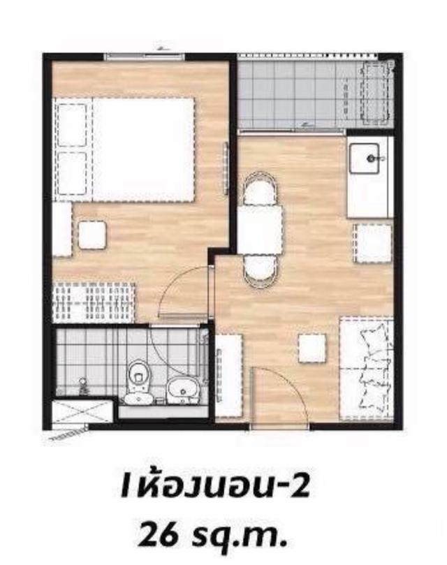 คอนโดพลัม แจ้งวัฒนะ สเตชั่น ห้อง 26 ตรม ชั้น 1 วิวสระน้ำ  เฟอร์ครบ  8