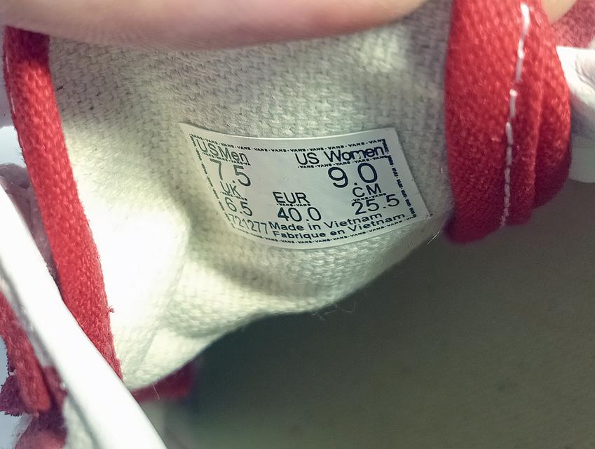 VANS รองเท้าผ้าใบของใหม่ สีแดงลายตาราง หมากรุก จัดส่งฟรี!!! เก็บปลายทาง 6