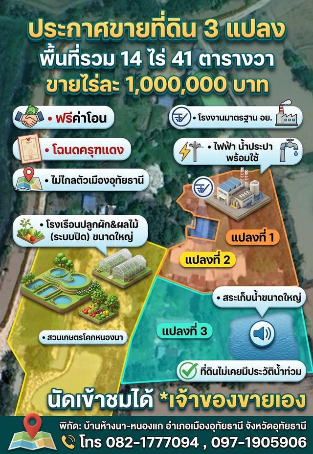 ที่ดิน พร้อมบ้าน โรงงาน โรงเรือนปลูกผัก 1
