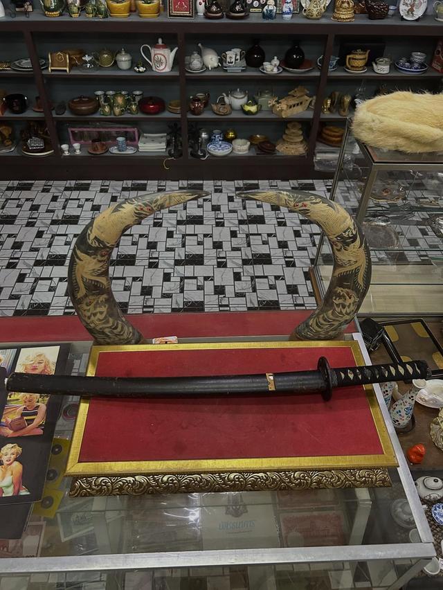 ดาบซามูไร ดาบคาตานะ ฝีกไม้ ด้ามหนังกระเบน (ตำหนิตรงปอกตามภาพ) 9