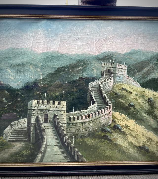 ภาพวาดสีน้ำมันกำแพงเมืองจีน ภาพวาดกำแพงเมืองจีนสีน้ำมัน ภาพวาดสีน้ำมันเก่า