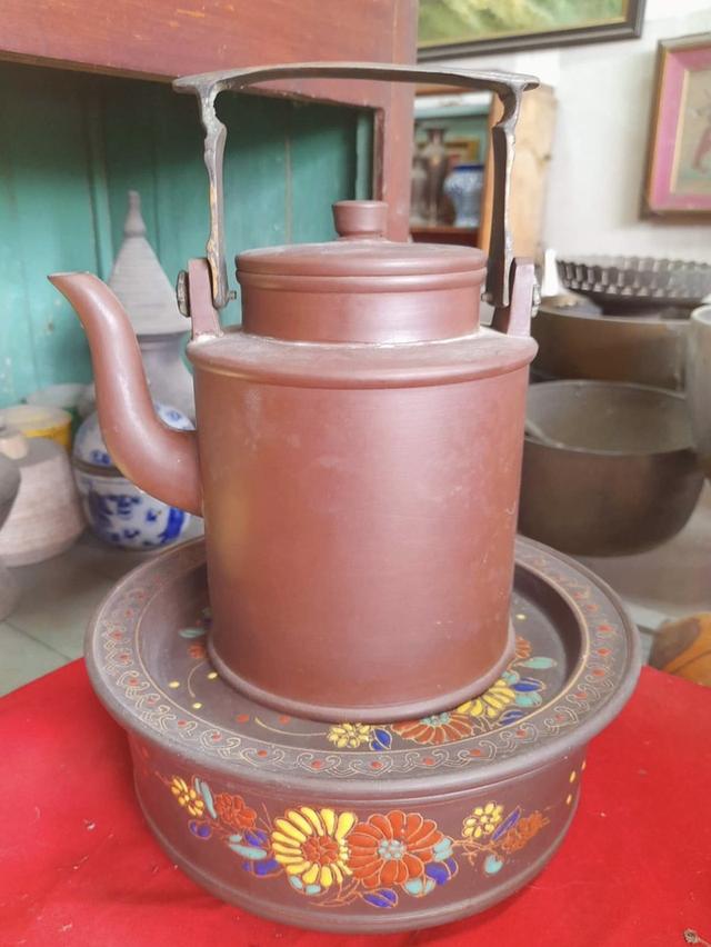 ปั้นชาทรงกระบอก หย่างถัง ป้านชาจีนเก่า กาน้ำชาจีนโบราณ ป้านชาอี๋ซิง จื่อซา ใบใหญ่