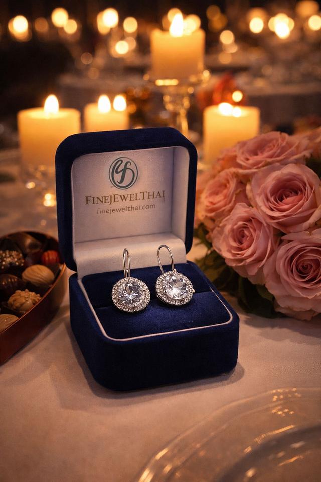 Finejewelthai-Valentine Gift ต่างหูเพชรพรีเมี่ยม E2168