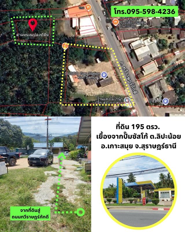 ขายที่ดินเกาะสมุย 195 ตรว. ทำเล ถ.ทวีราษฎร์ภักดี ต.ลิปะน้อย อ.เกาะสมุย จ.สุราษฎร์ธานี ราคา 2.9 ล. 2
