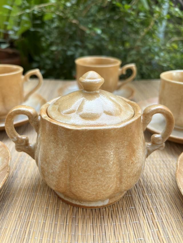 ชุดถ้วยชากาแฟเซรามิก +จานรอง10 ใบ พร้อมโถใส่น้ําตาล 1 ใบ งานญี่ปุ่น รูปที่ 6