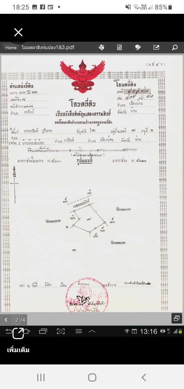 ที่ดินในเขต ต.ผาสิงห์ อ.เมือง จ.น่าน 1