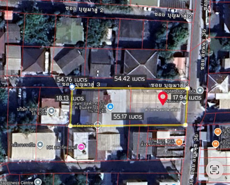 ขายที่ดินพร้อมโกดังและห้องพักคนงาน 245 ตรว. อ่อนนุช 36 ติดถนน 2 ด้าน แปลงสวยสี่เหลี่ยมผืนผ้า ทำเลดี เดินทางสะดวก 5