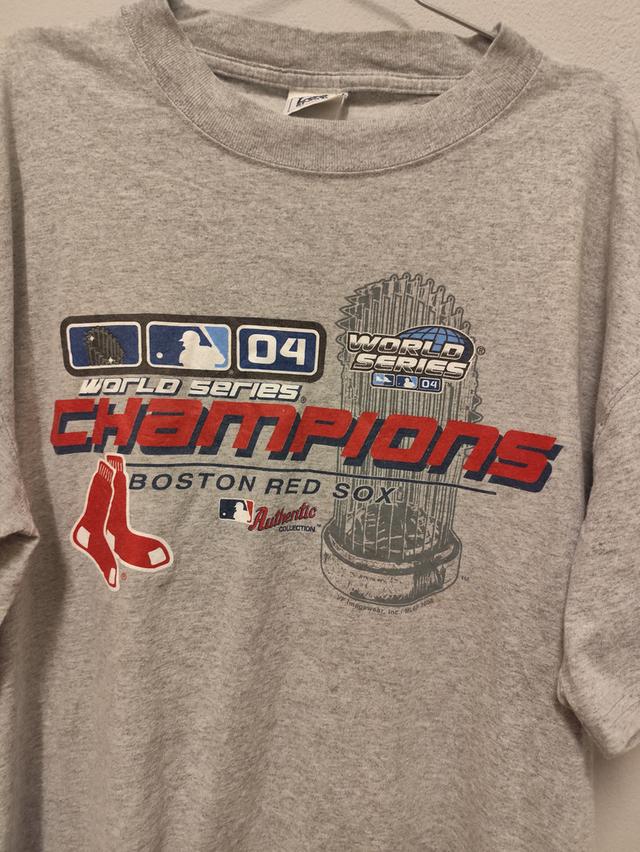 เสื้อยืด Vintage Boston Red Sox 2004 WS Champs Xl Mens Gray Graphic Logo Tshirt MLB รูปที่ 3