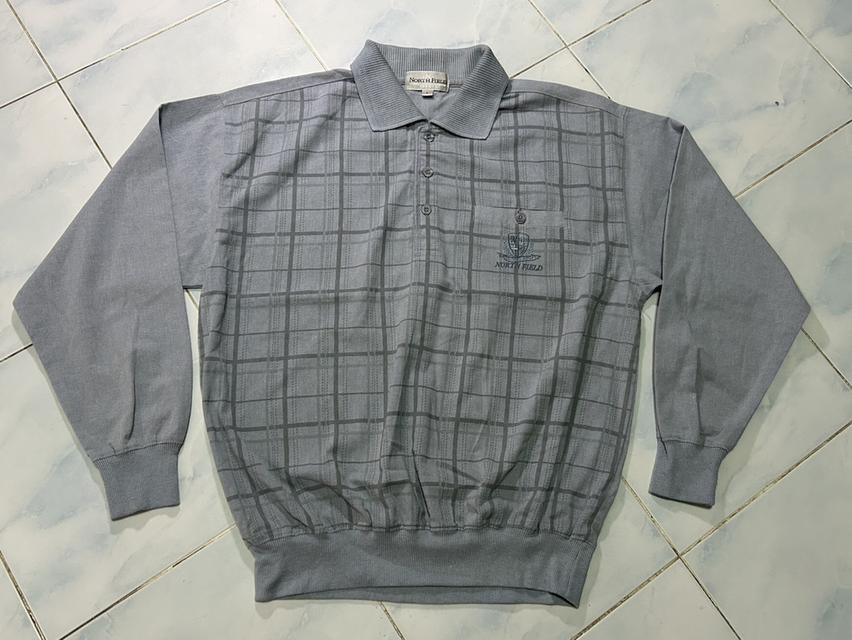เสื้อโปโลไหมพรมวินเทจ 90s NORTH FIELD Sports - Knit Polo Shirt ทรงเหลี่ยมไหล่ตกสไตล์ City Boy รูปที่ 2