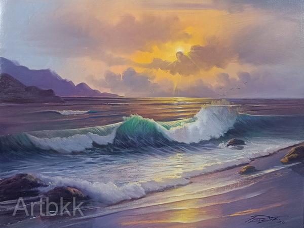 วาดภาพวิวทิวทัศน์ทะเลป่าภูเขา วาดภาพตามแบบรีโปรดักชั่นพรีออเดอร์ รูปที่ 14