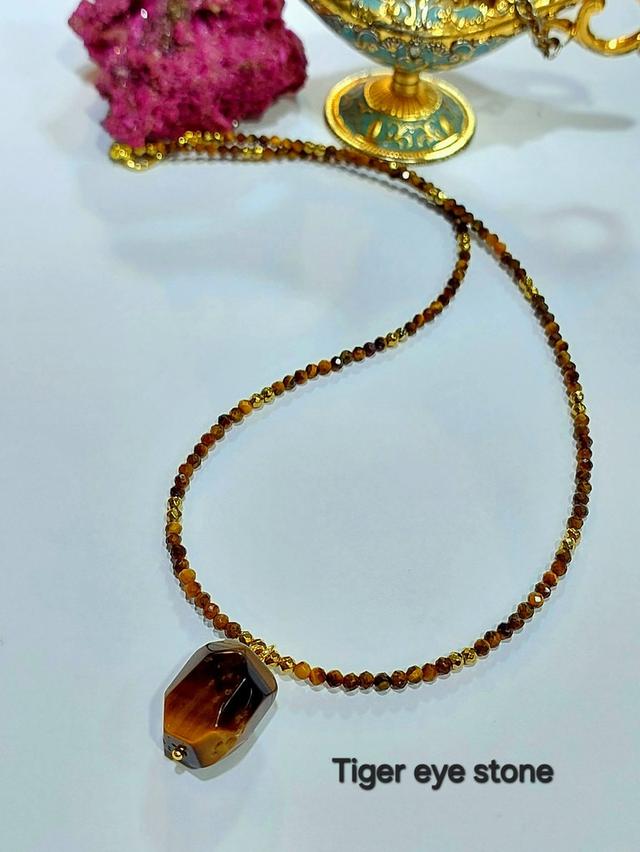 สร้อยคอหินมงคล Agate Rose quatz Green aventurine Tiger eye Amethysts ยาว 18-19 นิ้ว รูปที่ 8