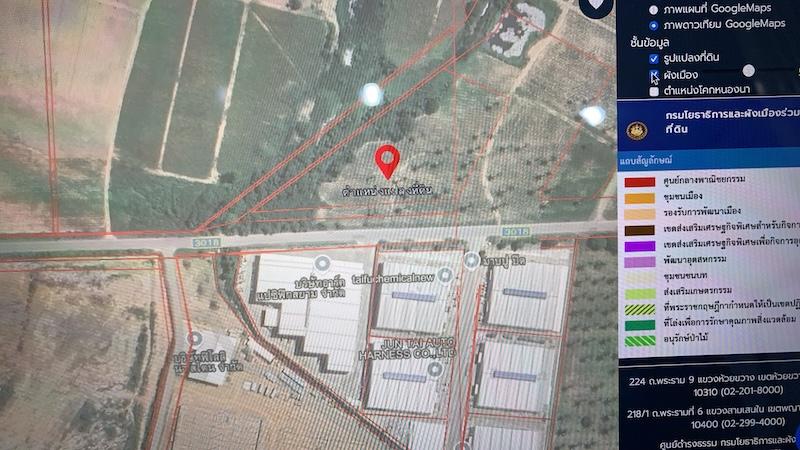 ขายที่ดินทำเลดี เนื้อที่ 6-2-36ไร่ ติดถนน ทล. 3018 หน้ากว้าง 150เมตร ตำบลคลองกิ่ว บ้านบึง ชลบุรี ผังเมือง EEC สีเหลืองอ่อนที่ดินห่างจาก ทล.331 5