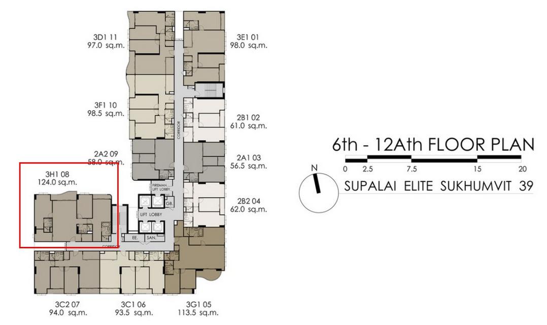 Supalai Elite Sukhumvit 39 ทิศเหนือ 3-Bedroom 3-Bathroom วิวสวนแนวยาวที่ชั้น 5 2