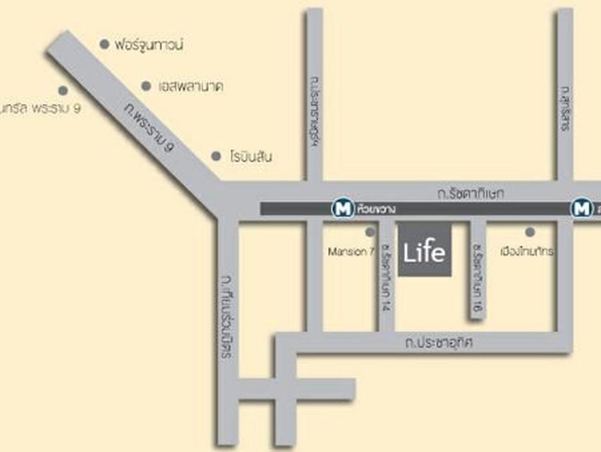 ให้เช่า คอนโด  Life รัชดาภิเษก 32 ตรม. ติดถนนใหญ่ไม่ต้องเข้าซอย MRT ห้วยขวาง 400 ม.ห้องกว้างสวย พร้อมอยู่ 12