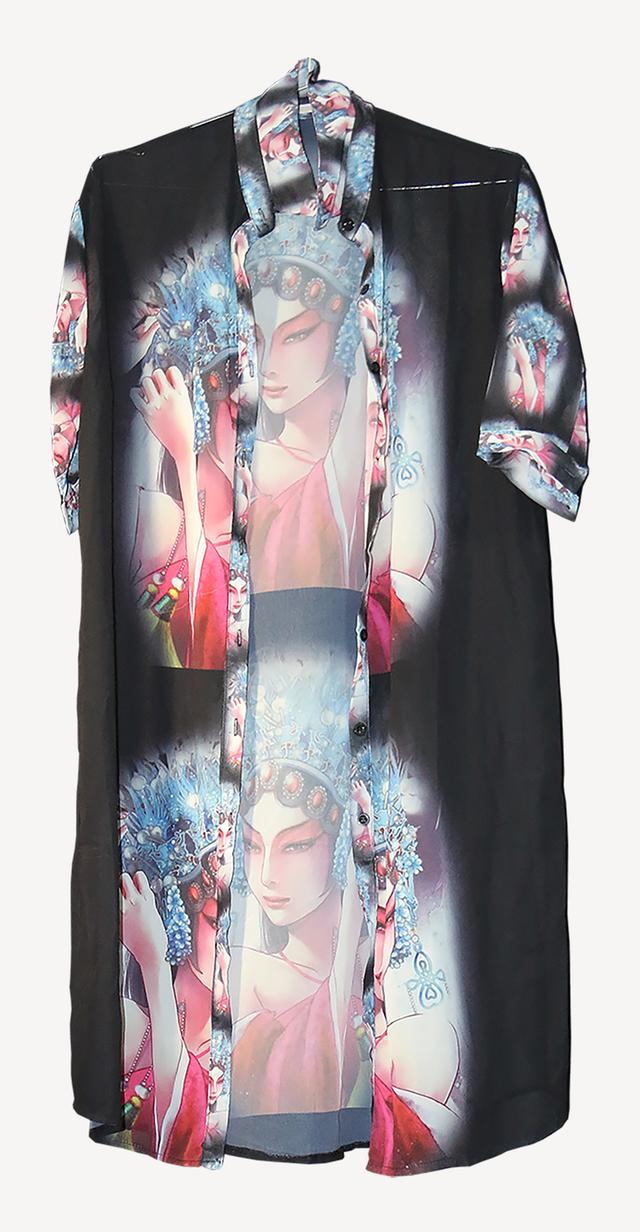 เดรสเชิ้ตพิมพ์ลาย Beijing Opera Beijing Opera Print Shirt Dress @SP050