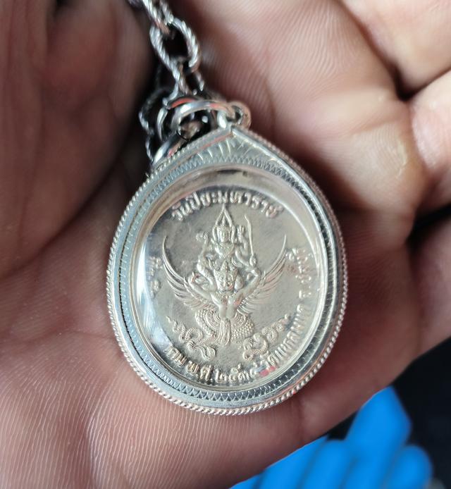 เหรียญ ร.5 หลังพระนารายณ์ทรงครุฑ วัดแหลมแค เนื้อเงิน ปี2534 รุ่นแรก เลี่ยมกรอบเงินแท้ พร้อมขึ้นคอ รูปที่ 4
